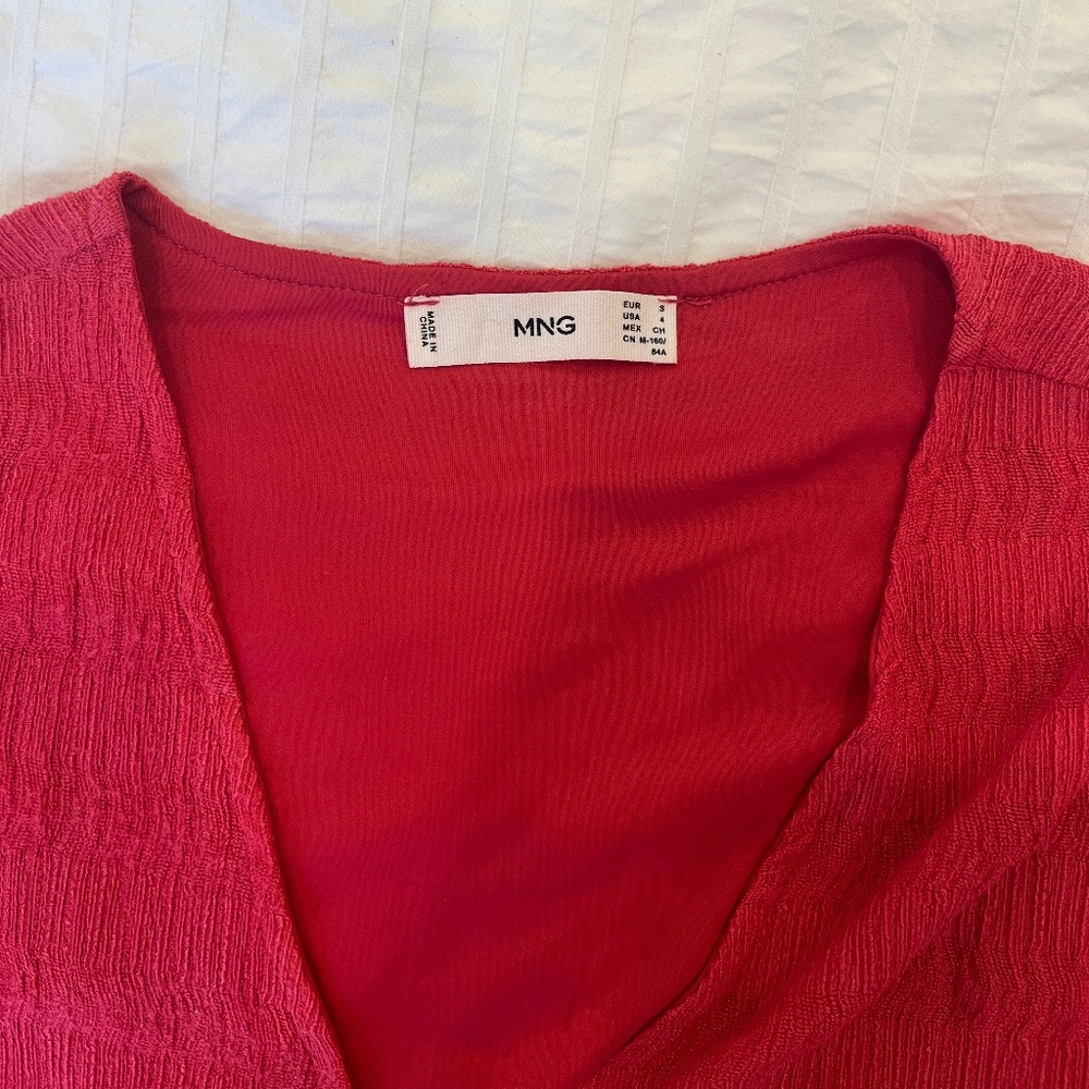 Mango Textured Ruffled Wrap Dress, EUC - Picture 2 of 3